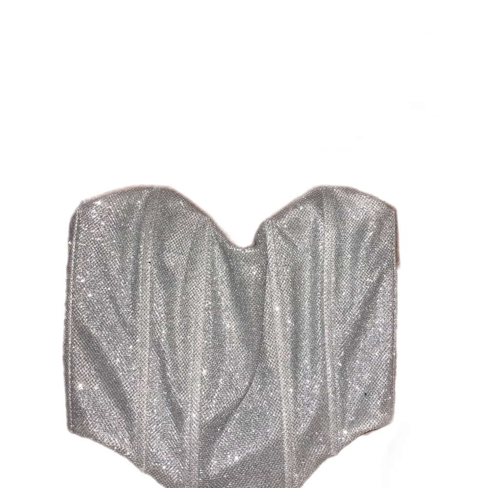 White Fox Boutique Silver Crop Top